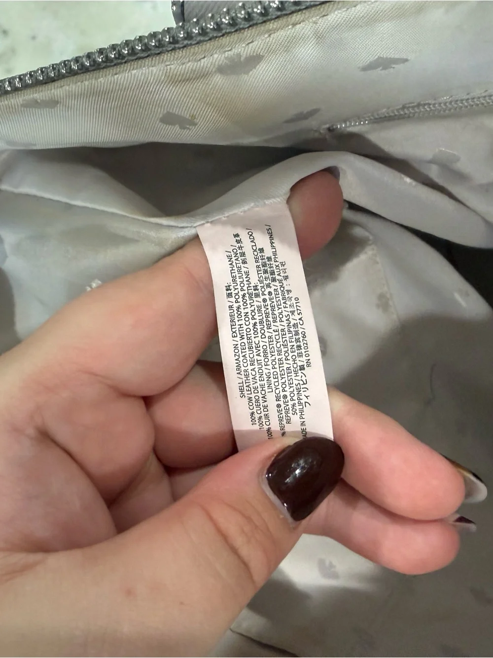 kate spade Light Gray Leather Tote with Front Zip Pocket